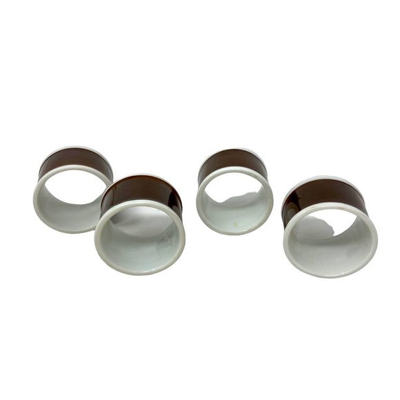 Fritz & Floyd | Napkin Holders | Rondelet Porcelain | Brown, White | Size 1-1/2” - Picture 4 of 5